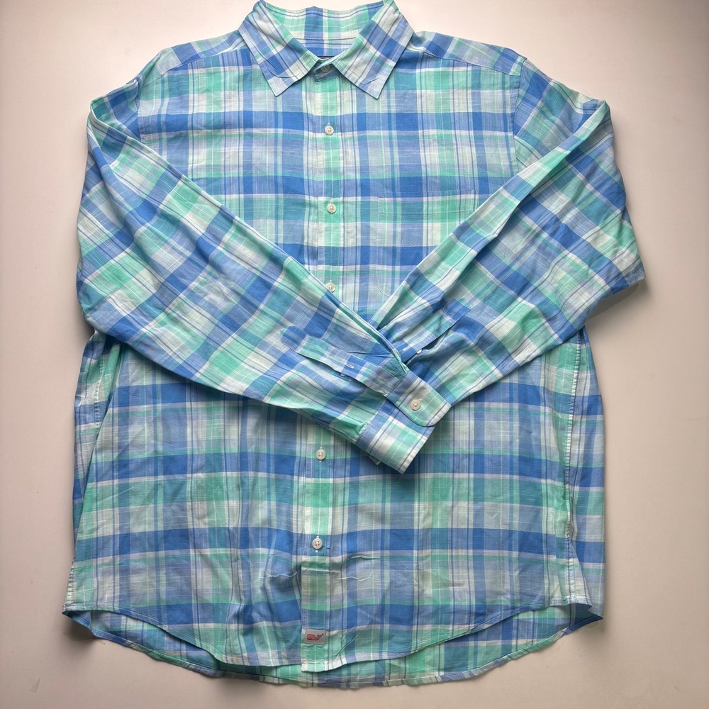 Vineyard Vines Classic Fit Murray Shirt Men's‎ Large Plaid Button Down Cotton